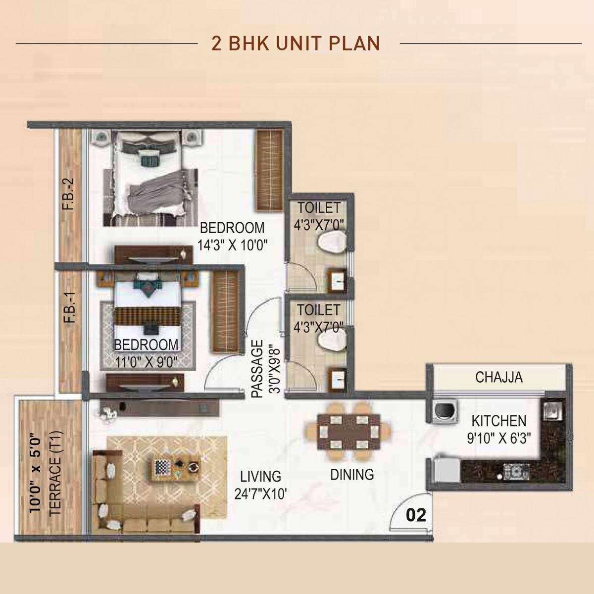 Akshar-Spotlight-Floor-Plan-2-BHK-745-Sqft